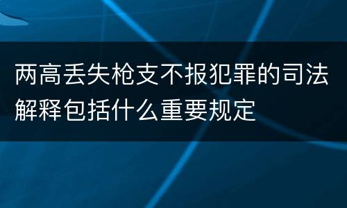 两高丢失枪支不报犯罪的司法解释包括什么重要规定