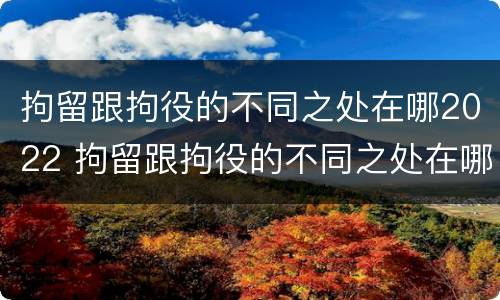 拘留跟拘役的不同之处在哪2022 拘留跟拘役的不同之处在哪2022年