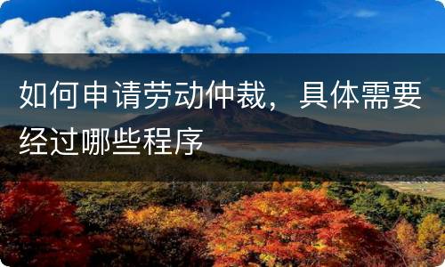 如何申请劳动仲裁，具体需要经过哪些程序