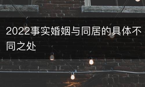 2022事实婚姻与同居的具体不同之处