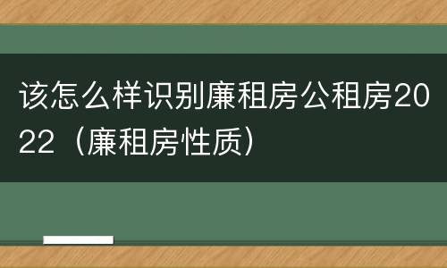 该怎么样识别廉租房公租房2022（廉租房性质）