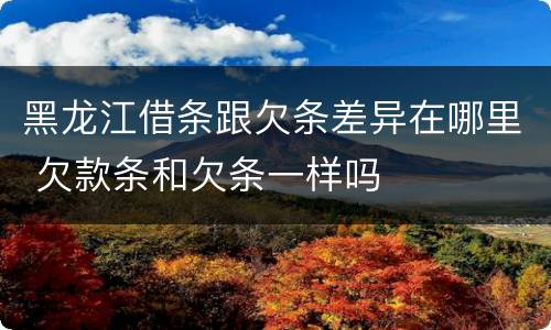 黑龙江借条跟欠条差异在哪里 欠款条和欠条一样吗