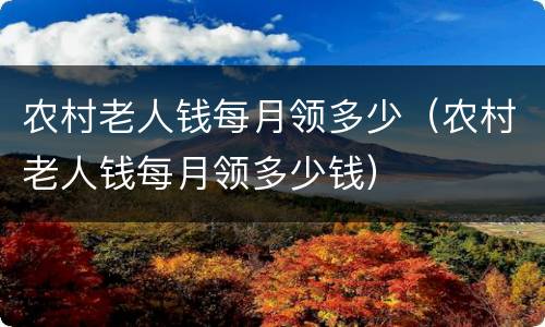 农村老人钱每月领多少（农村老人钱每月领多少钱）
