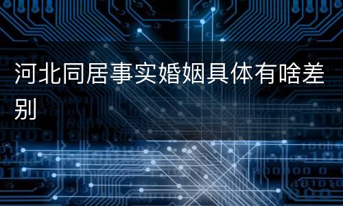 河北同居事实婚姻具体有啥差别