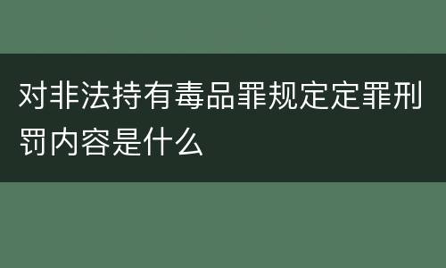对非法持有毒品罪规定定罪刑罚内容是什么