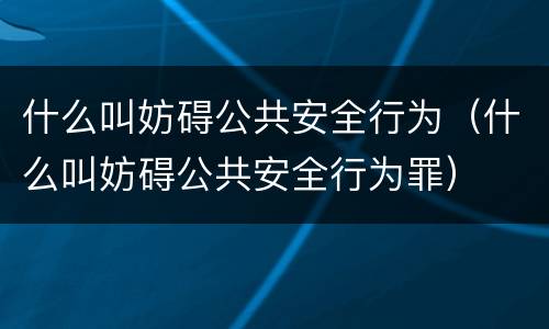 什么叫妨碍公共安全行为（什么叫妨碍公共安全行为罪）