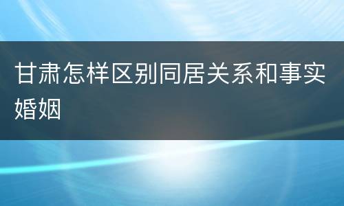 甘肃怎样区别同居关系和事实婚姻