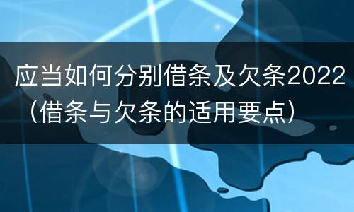 应当如何分别借条及欠条2022（借条与欠条的适用要点）