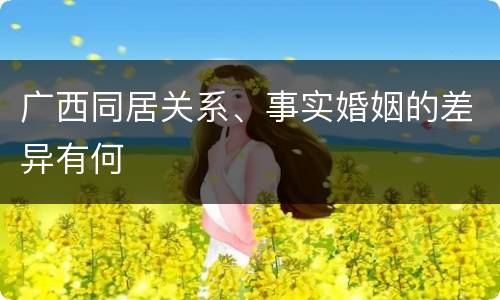 广西同居关系、事实婚姻的差异有何