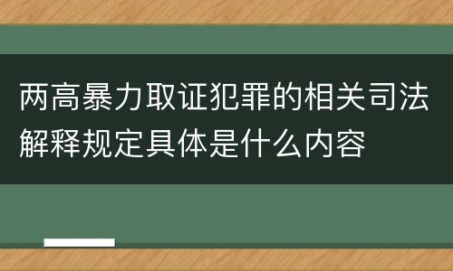 两高暴力取证犯罪的相关司法解释规定具体是什么内容