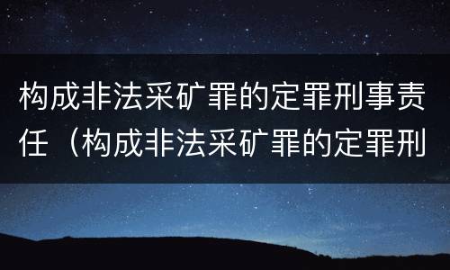 构成非法采矿罪的定罪刑事责任（构成非法采矿罪的定罪刑事责任主体）