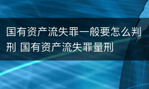 国有资产流失罪一般要怎么判刑 国有资产流失罪量刑