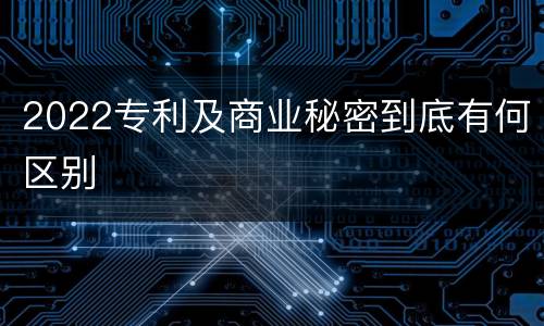 2022专利及商业秘密到底有何区别