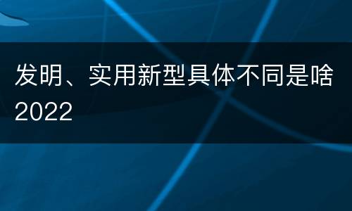 发明、实用新型具体不同是啥2022