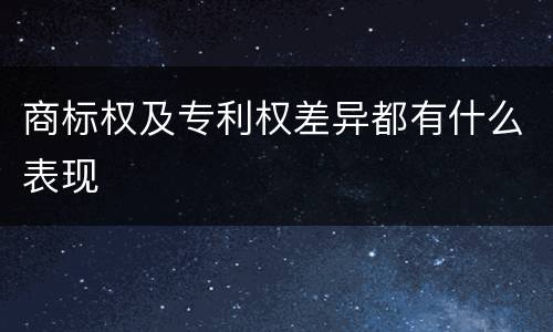 商标权及专利权差异都有什么表现