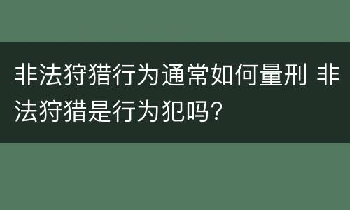 非法狩猎行为通常如何量刑 非法狩猎是行为犯吗?