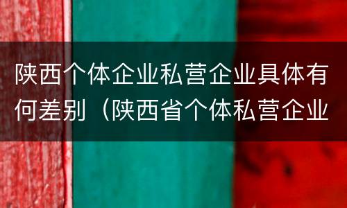 陕西个体企业私营企业具体有何差别（陕西省个体私营企业协会）