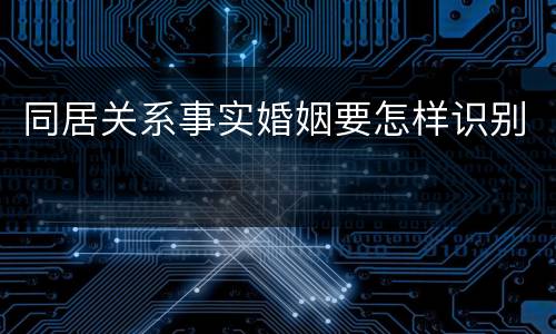 同居关系事实婚姻要怎样识别