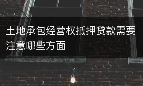 土地承包经营权抵押贷款需要注意哪些方面