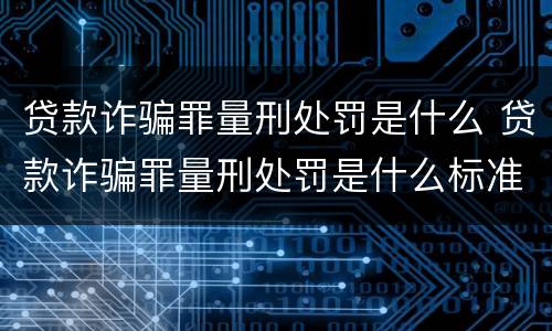 贷款诈骗罪量刑处罚是什么 贷款诈骗罪量刑处罚是什么标准