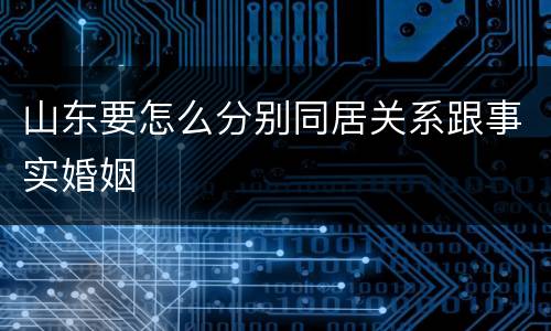 山东要怎么分别同居关系跟事实婚姻