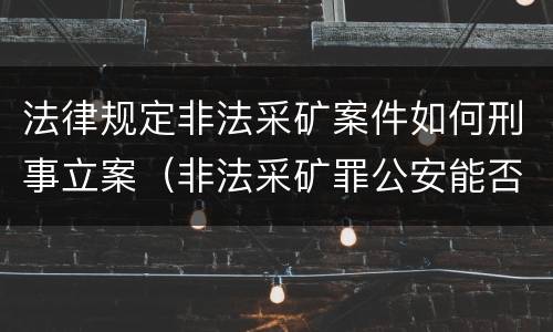 法律规定非法采矿案件如何刑事立案（非法采矿罪公安能否直接立案）