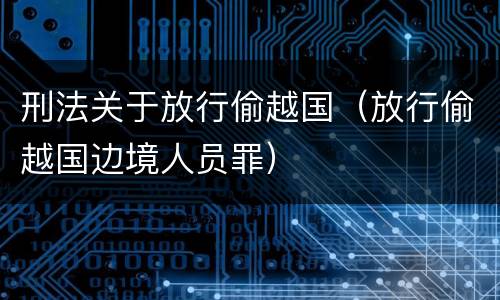 刑法关于放行偷越国（放行偷越国边境人员罪）