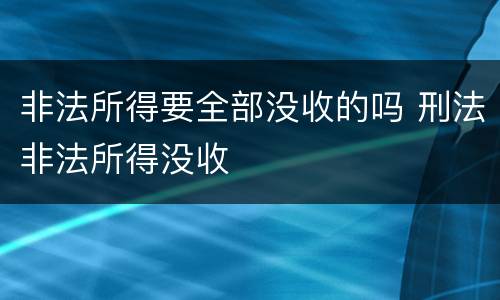 非法所得要全部没收的吗 刑法非法所得没收