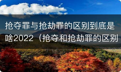 抢夺罪与抢劫罪的区别到底是啥2022（抢夺和抢劫罪的区别）