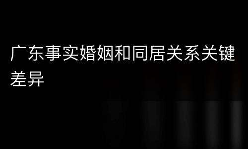 广东事实婚姻和同居关系关键差异