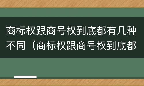 商标权跟商号权到底都有几种不同（商标权跟商号权到底都有几种不同）