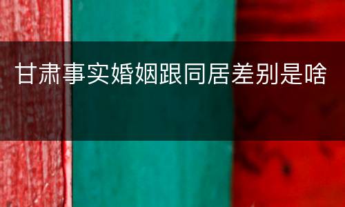 甘肃事实婚姻跟同居差别是啥