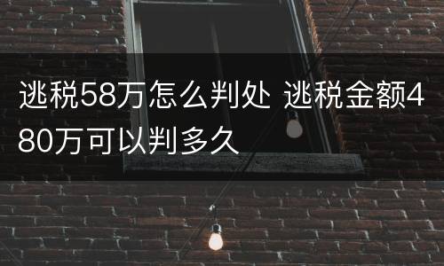 逃税58万怎么判处 逃税金额480万可以判多久