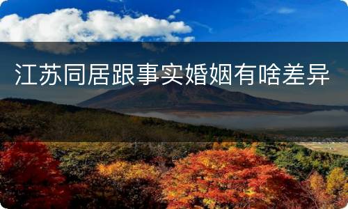江苏同居跟事实婚姻有啥差异