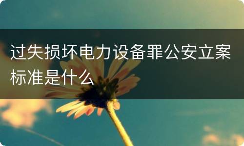 过失损坏电力设备罪公安立案标准是什么