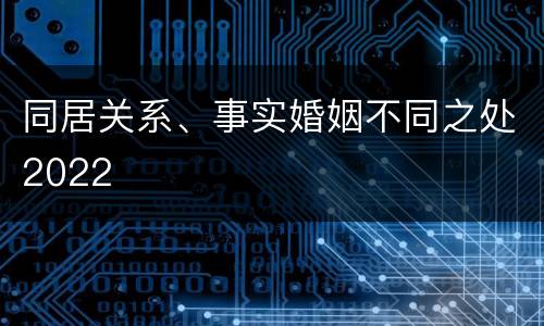 同居关系、事实婚姻不同之处2022