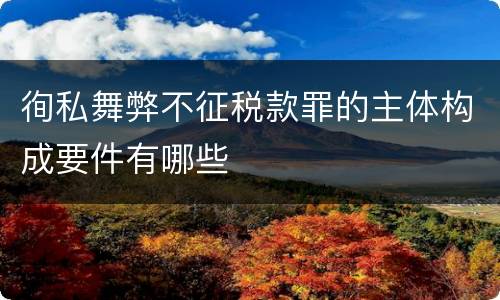 徇私舞弊不征税款罪的主体构成要件有哪些
