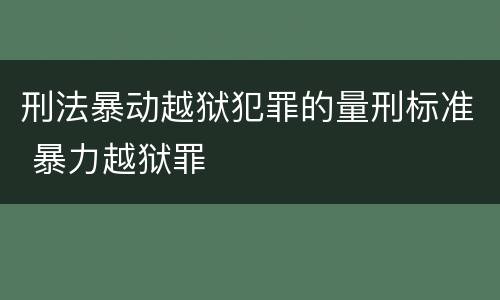 刑法暴动越狱犯罪的量刑标准 暴力越狱罪