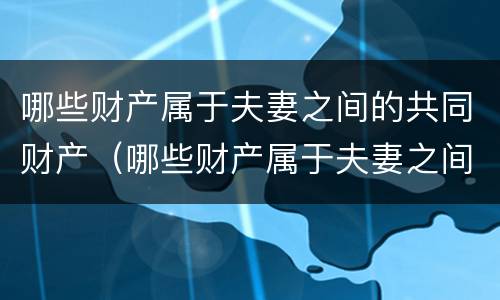哪些财产属于夫妻之间的共同财产（哪些财产属于夫妻之间的共同财产范围）