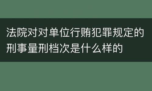 法院对对单位行贿犯罪规定的刑事量刑档次是什么样的