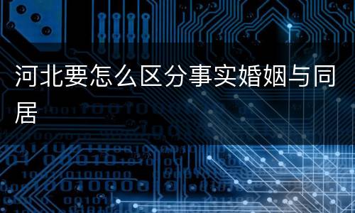 河北要怎么区分事实婚姻与同居