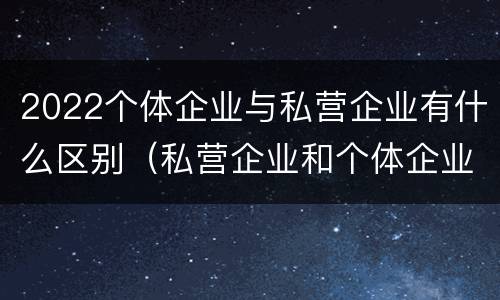 2022个体企业与私营企业有什么区别（私营企业和个体企业的区别）