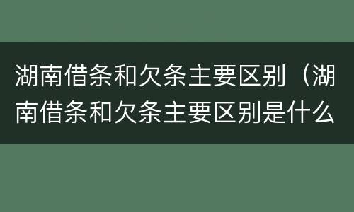 湖南借条和欠条主要区别（湖南借条和欠条主要区别是什么）