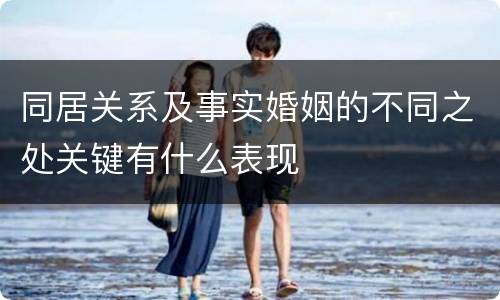 同居关系及事实婚姻的不同之处关键有什么表现