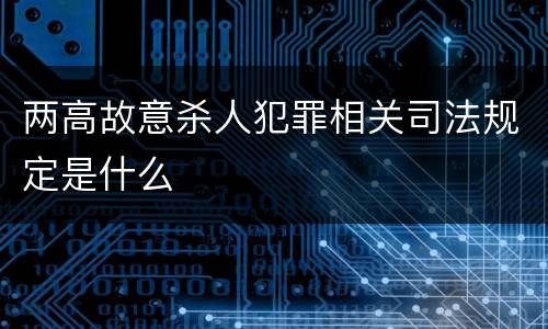 两高故意杀人犯罪相关司法规定是什么