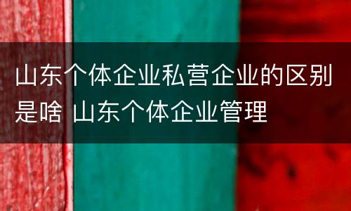 山东个体企业私营企业的区别是啥 山东个体企业管理
