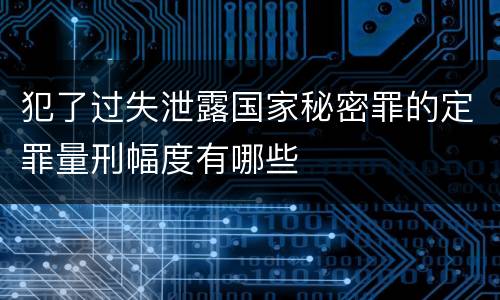 犯了过失泄露国家秘密罪的定罪量刑幅度有哪些