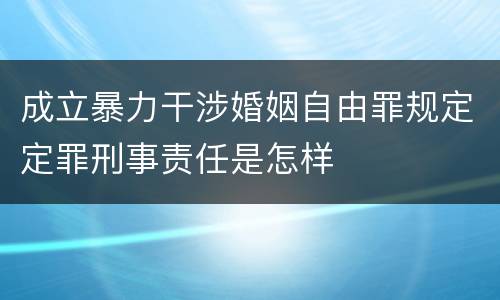 成立暴力干涉婚姻自由罪规定定罪刑事责任是怎样
