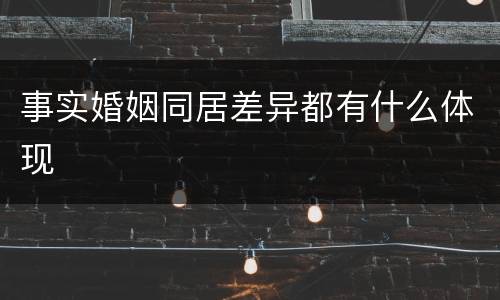 事实婚姻同居差异都有什么体现