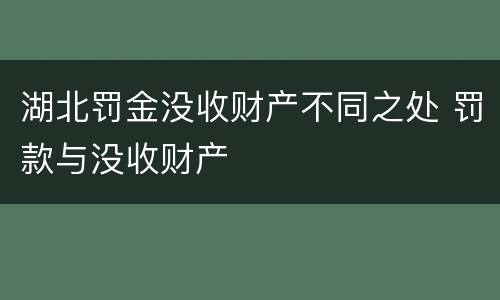 湖北罚金没收财产不同之处 罚款与没收财产